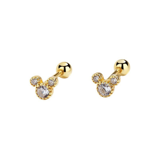 925 Sterling Silver Micky Screw Back Stud Earrings