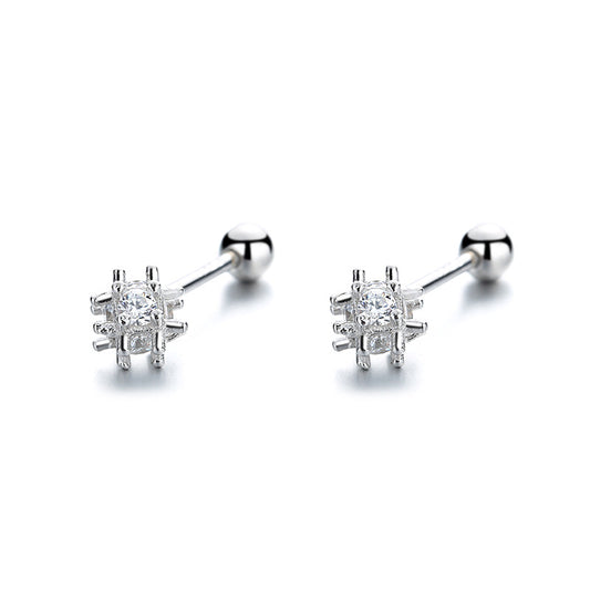 925 Sterling Silver Zircon Screw Back Stud Earrings
