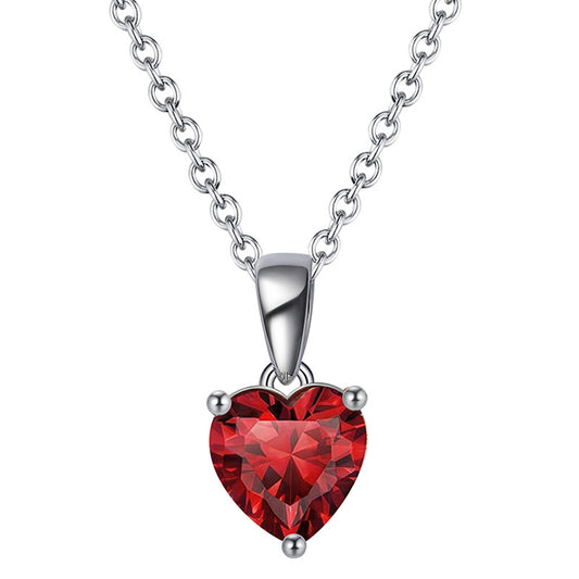 925 Sterling Silver Birthstone Heart Necklace