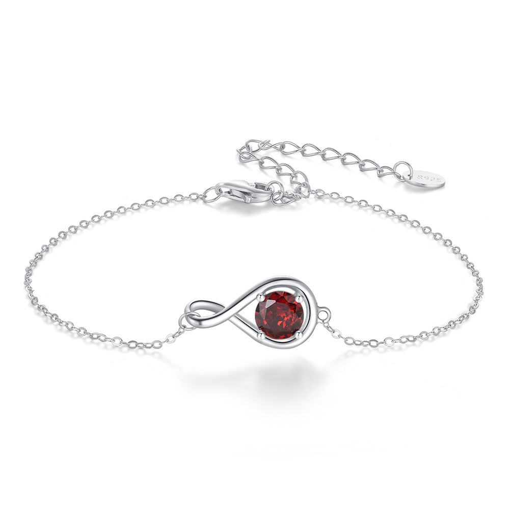 925 Sterling Silver Birthstone Infinity Bracelet Extension Chain