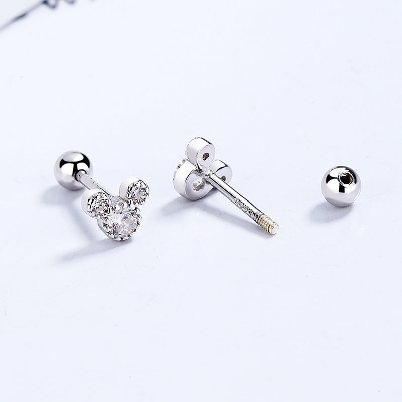925 Sterling Silver Micky Screw Back Stud Earrings