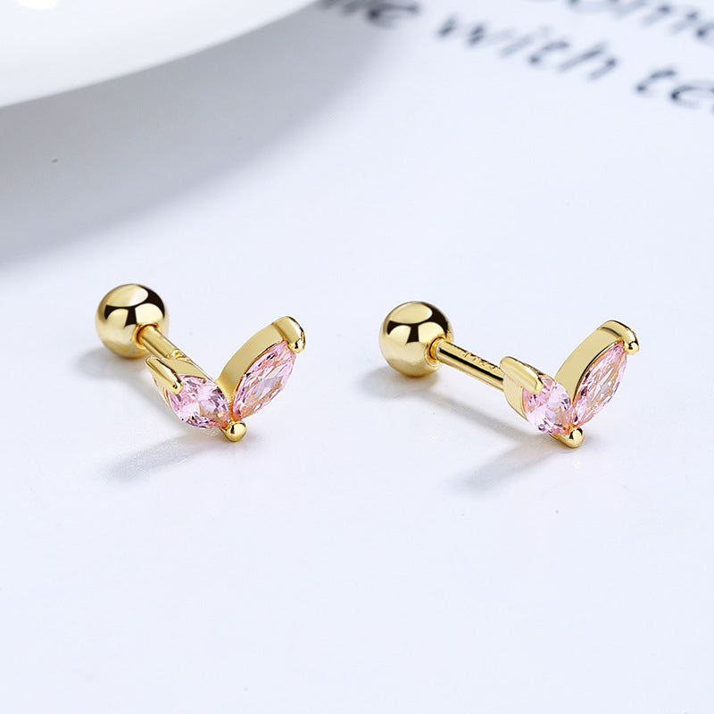 925 Sterling Silver Heart Screwed Earrings