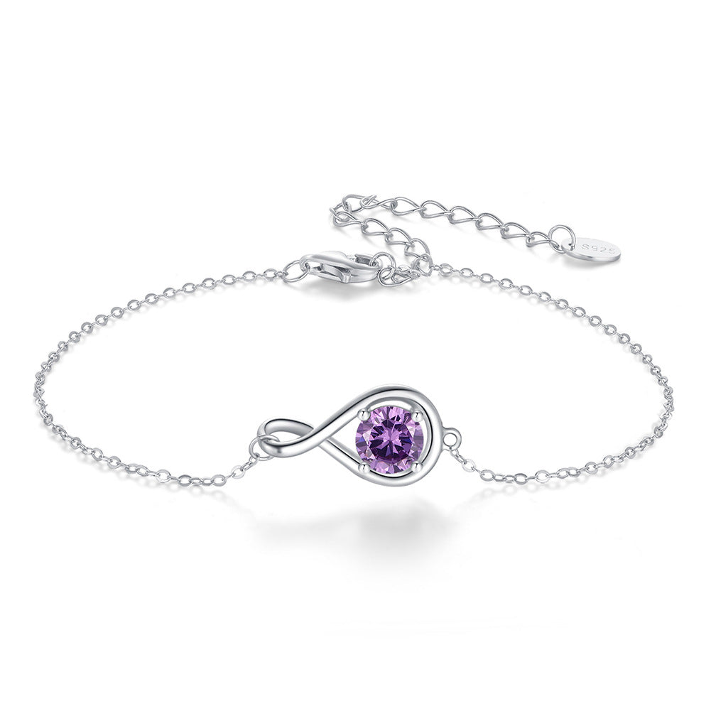 925 Sterling Silver Birthstone Infinity Bracelet Extension Chain
