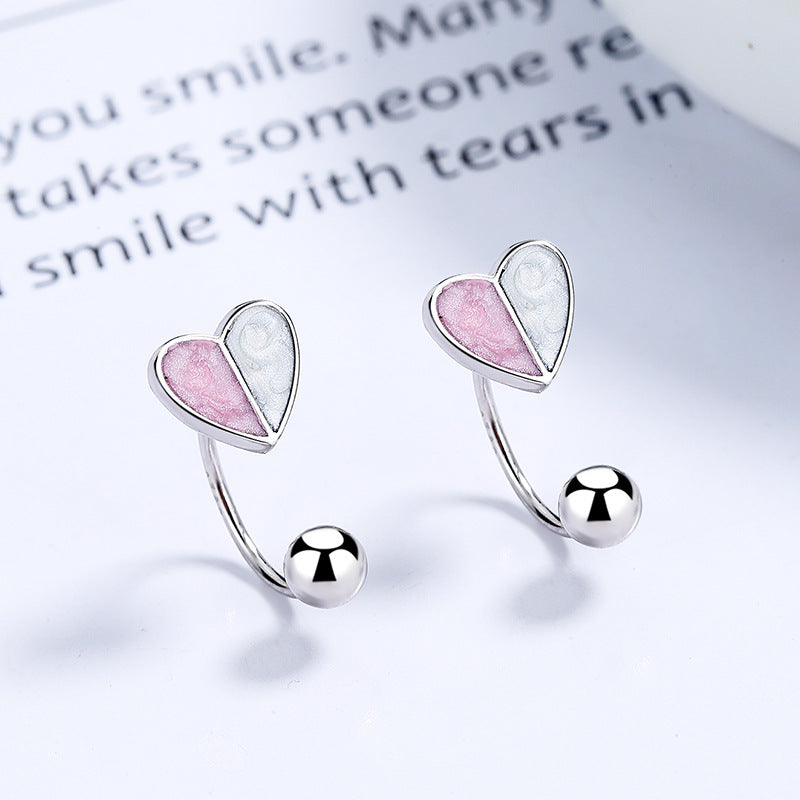 925 Sterling Silver Heart Screwed Earrings