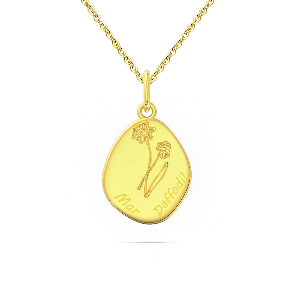 925 Sterling Silver Month Flower Necklace