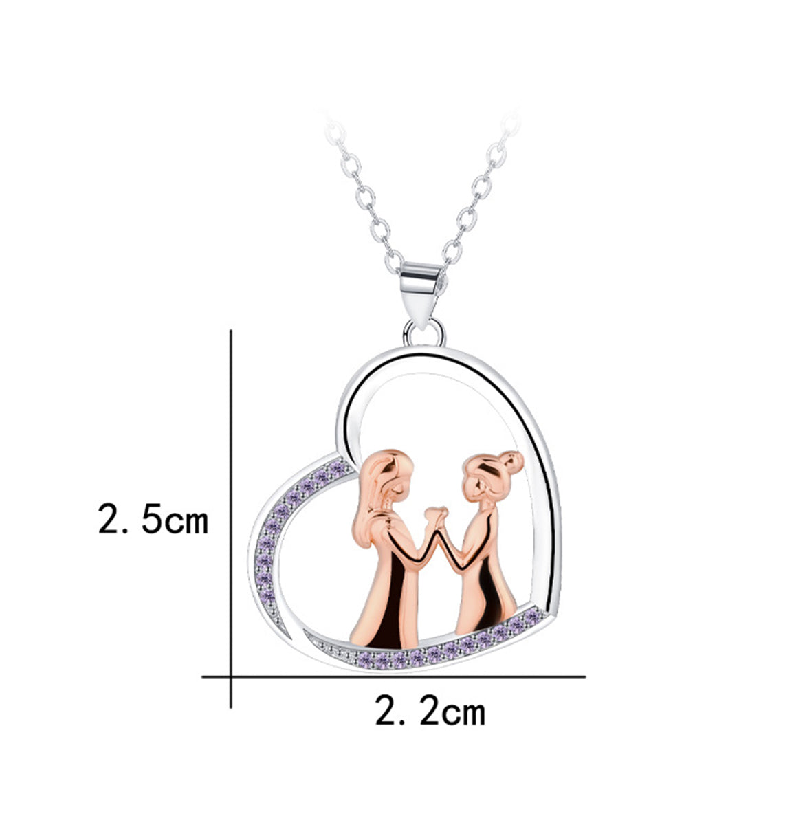 Copper With Silver/Rosegold Plated Heart Pendant Necklace