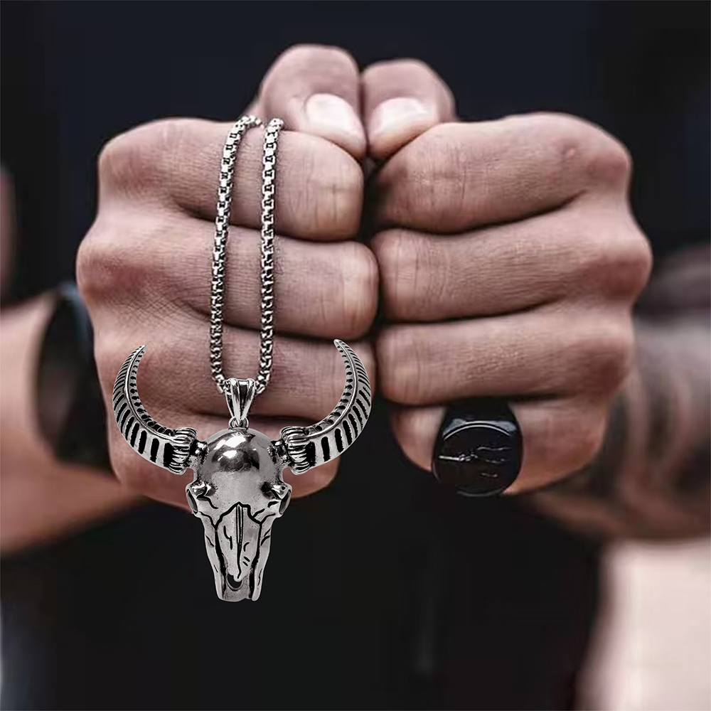 Punk-style Sheep Horns Pendant Necklace, Men Women's Fashion Jewelry, Perfect for Parties & Gifts, Elegant Accessory for Everyday Wear