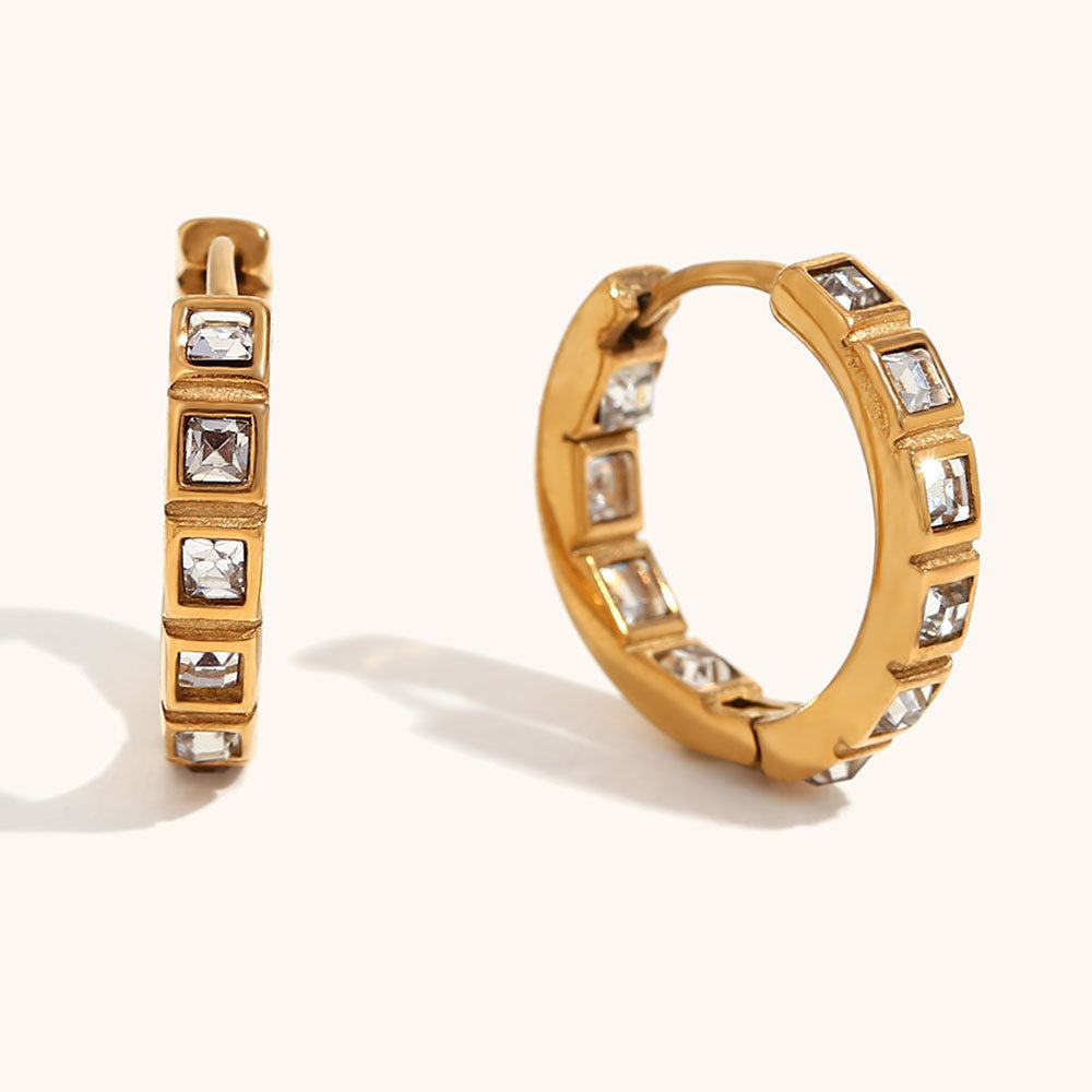 316L Stainless Steel Jewelry Fashion Huggie Zircon Earrings