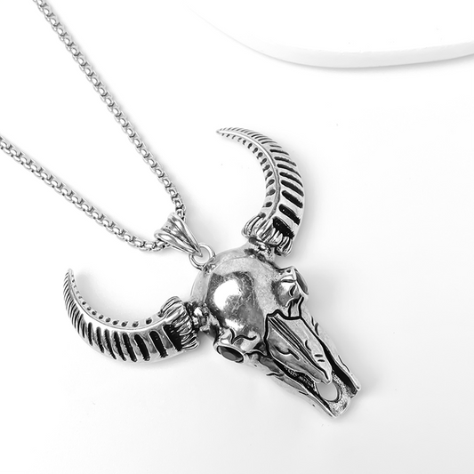 Punk-style Sheep Horns Pendant Necklace, Men Women's Fashion Jewelry, Perfect for Parties & Gifts, Elegant Accessory for Everyday Wear