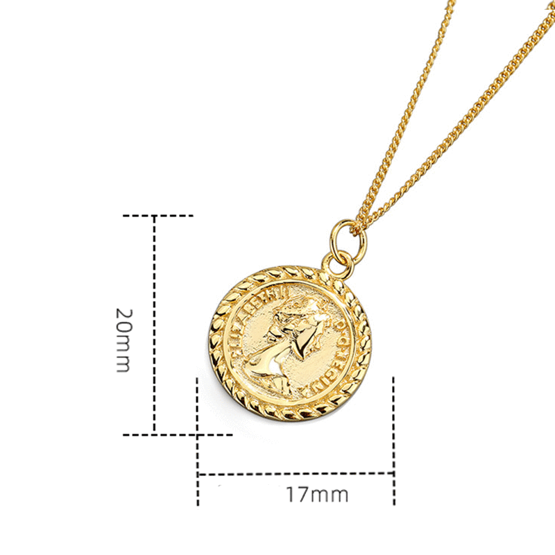 925 Sterling Silver Fashion 18K Gold Plated Coin Necklace
