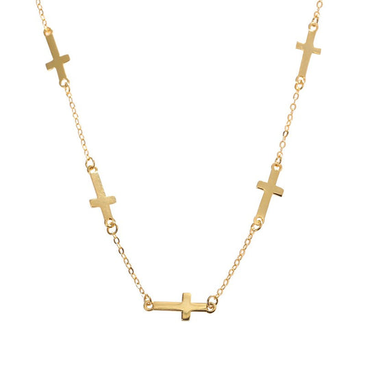 Collar con colgante de cruz de plata de ley 925
