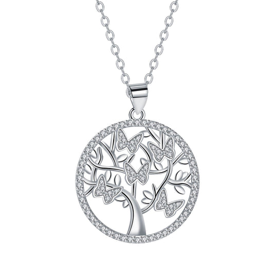 Copper With Silver Plated Heart Tree Pendant Necklace