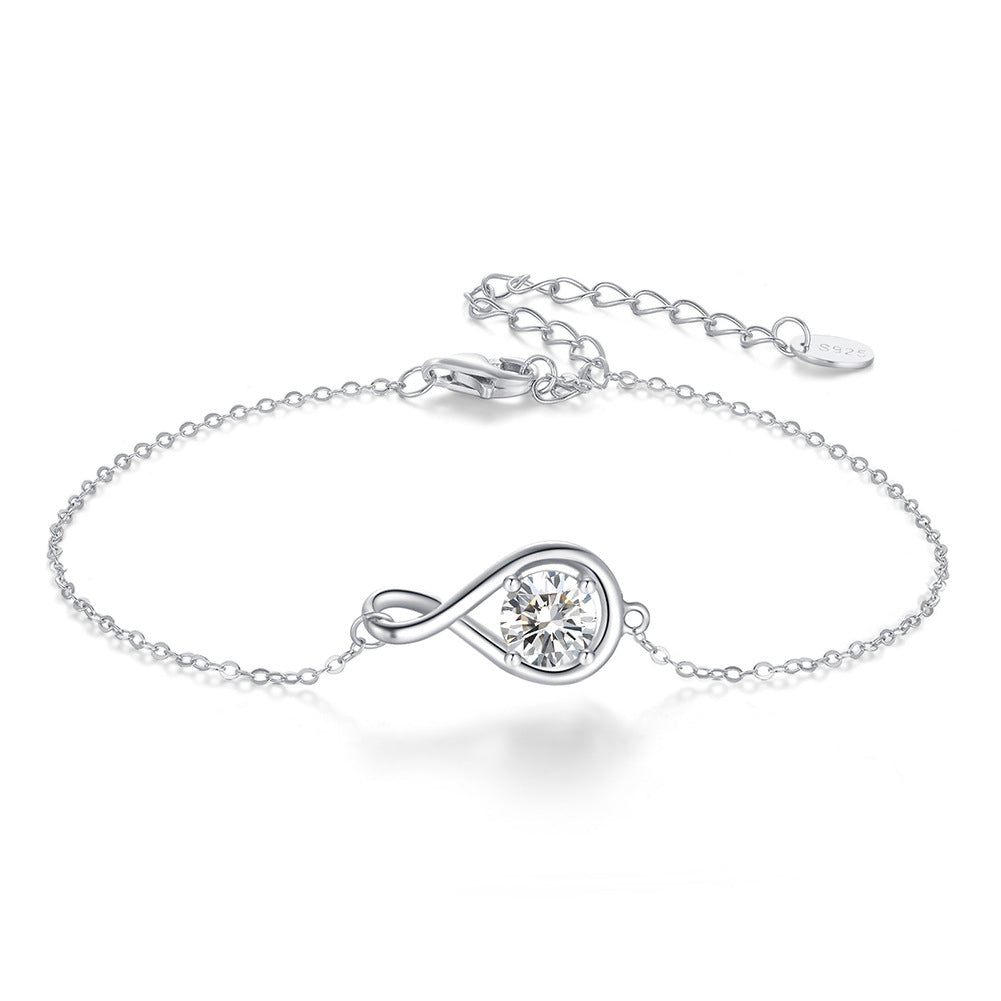 925 Sterling Silver Birthstone Infinity Bracelet Extension Chain