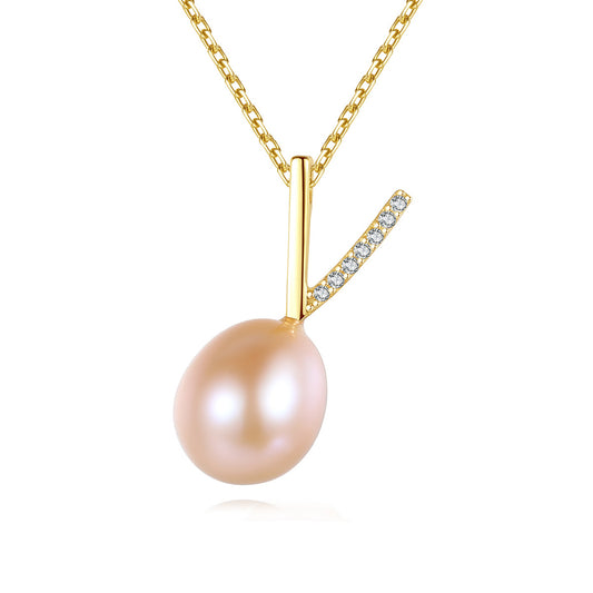925 Sterling Silver Natural Pearl Drop Necklace Fashion Jewelry Gift for Women Girls