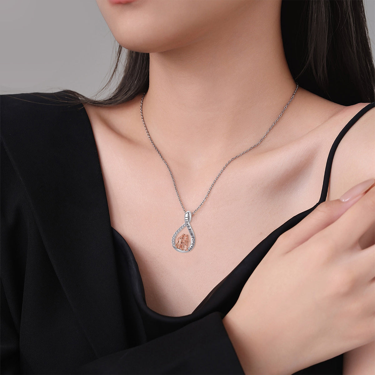Copper With Silver/Rosegold Plated Love Pendant Necklace