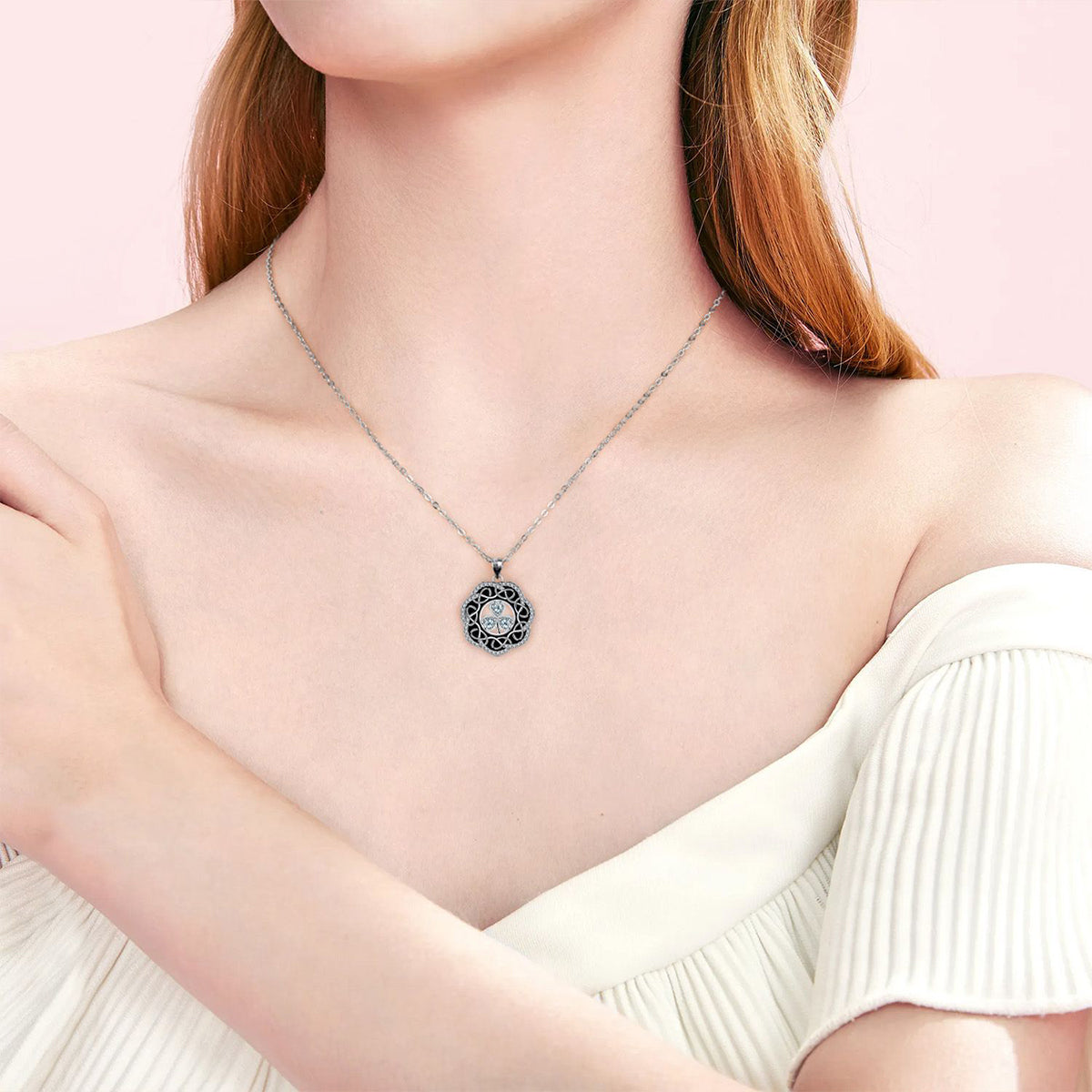Copper With Silver Plated Lucky Celtic Knot Pendant Necklace for Women