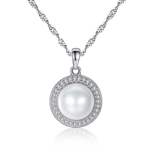 925 Sterling Silver Natural Pearl Drop Necklace Fashion Jewelry Gift for Women Girls