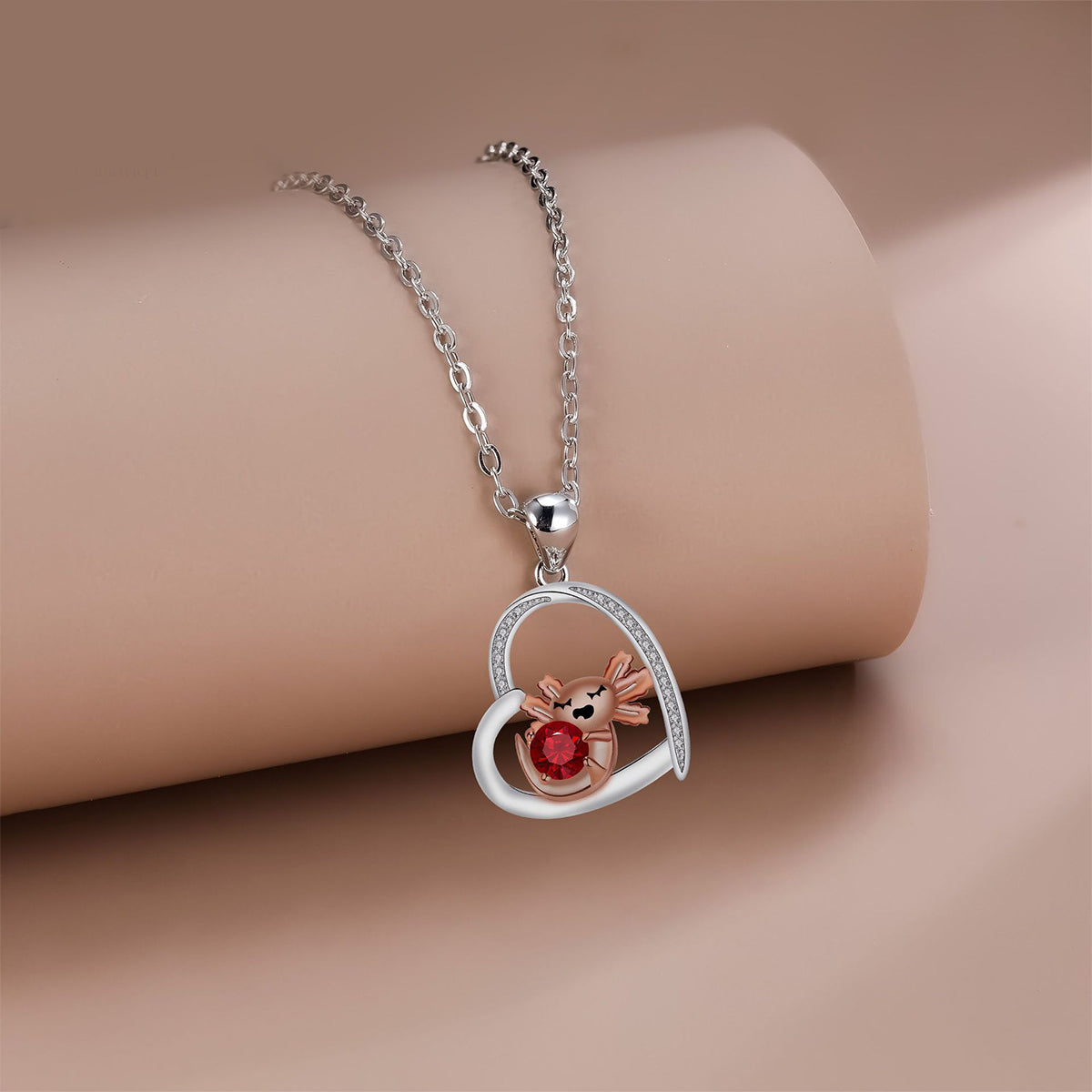 Copper With Silver/Rosegold Plated Heart Pendant Necklace
