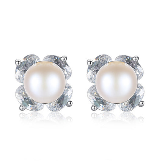 925 Sterling Silver Natural Pearl Drop Earrings Fashion Jewelry Gift for Women Girls