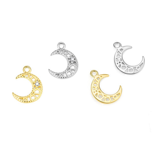 925 Sterling Silver Moon Charm For Jewelry DIY