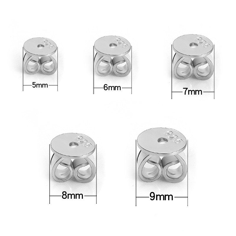 925 Sterling Silver Round Earring Back 5mm 6mm 7mm 8mm 9mm