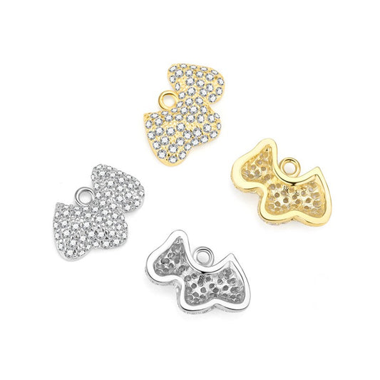 925 Sterling Silver Zircon Dog Charm For Jewelry DIY
