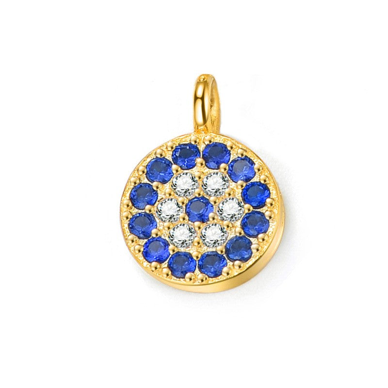 925 Sterling Silver Round Evil Eye Charm For Jewelry DIY