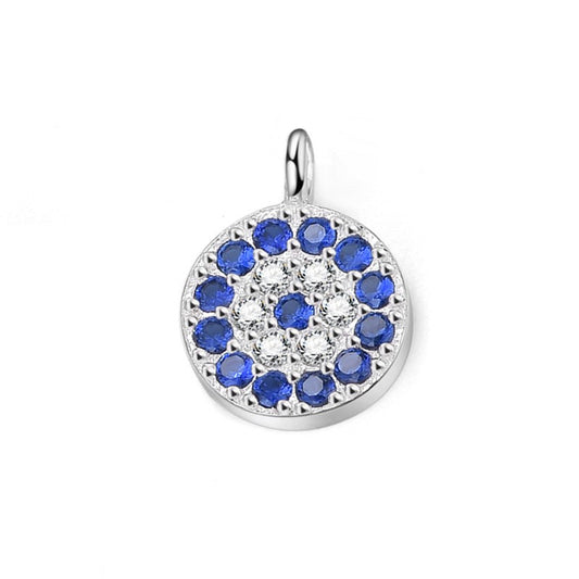 925 Sterling Silver Round Evil Eye Charm For Jewelry DIY