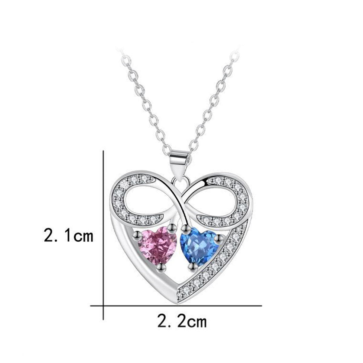 Copper With Silver Plated Infinity Heart Pendant Necklace for Women
