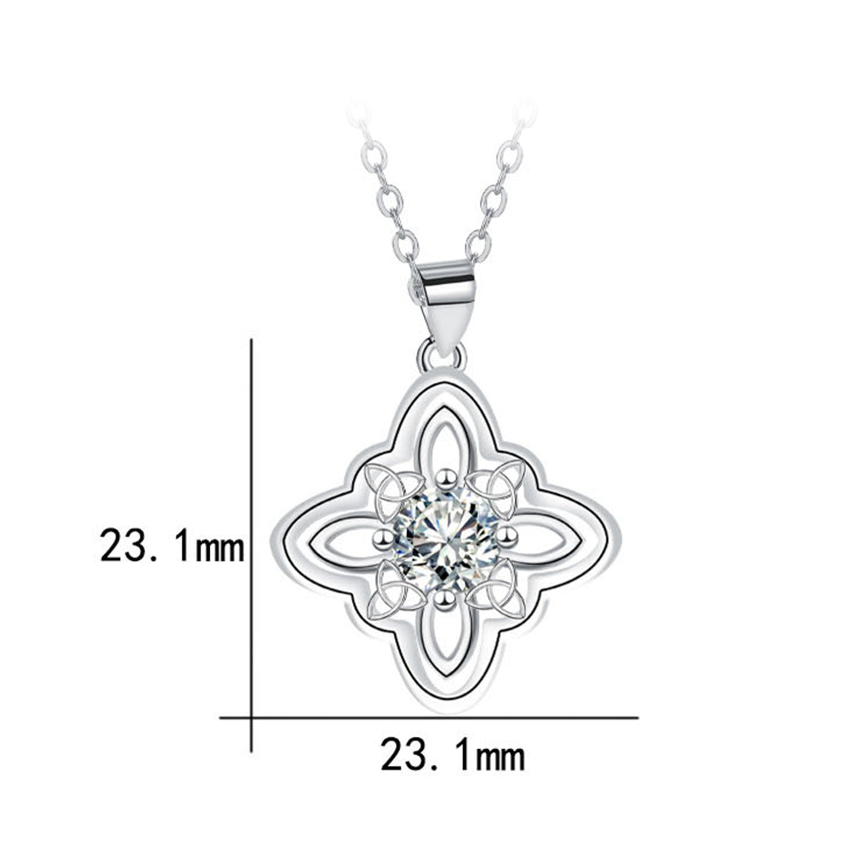 Copper With Silver Plated Lucky Flower Pendant Necklace