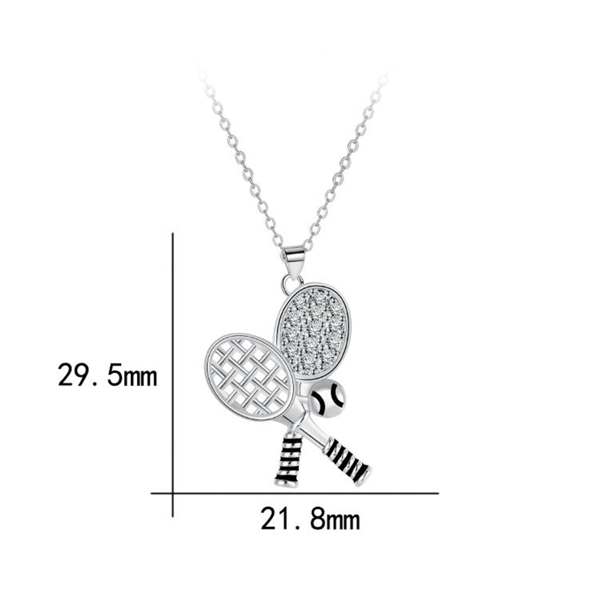 Copper With Silver Plated Badminton rackets Pendant Necklace