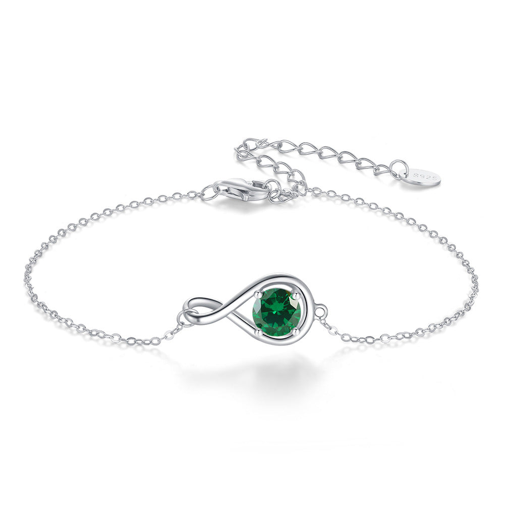 925 Sterling Silver Birthstone Infinity Bracelet Extension Chain
