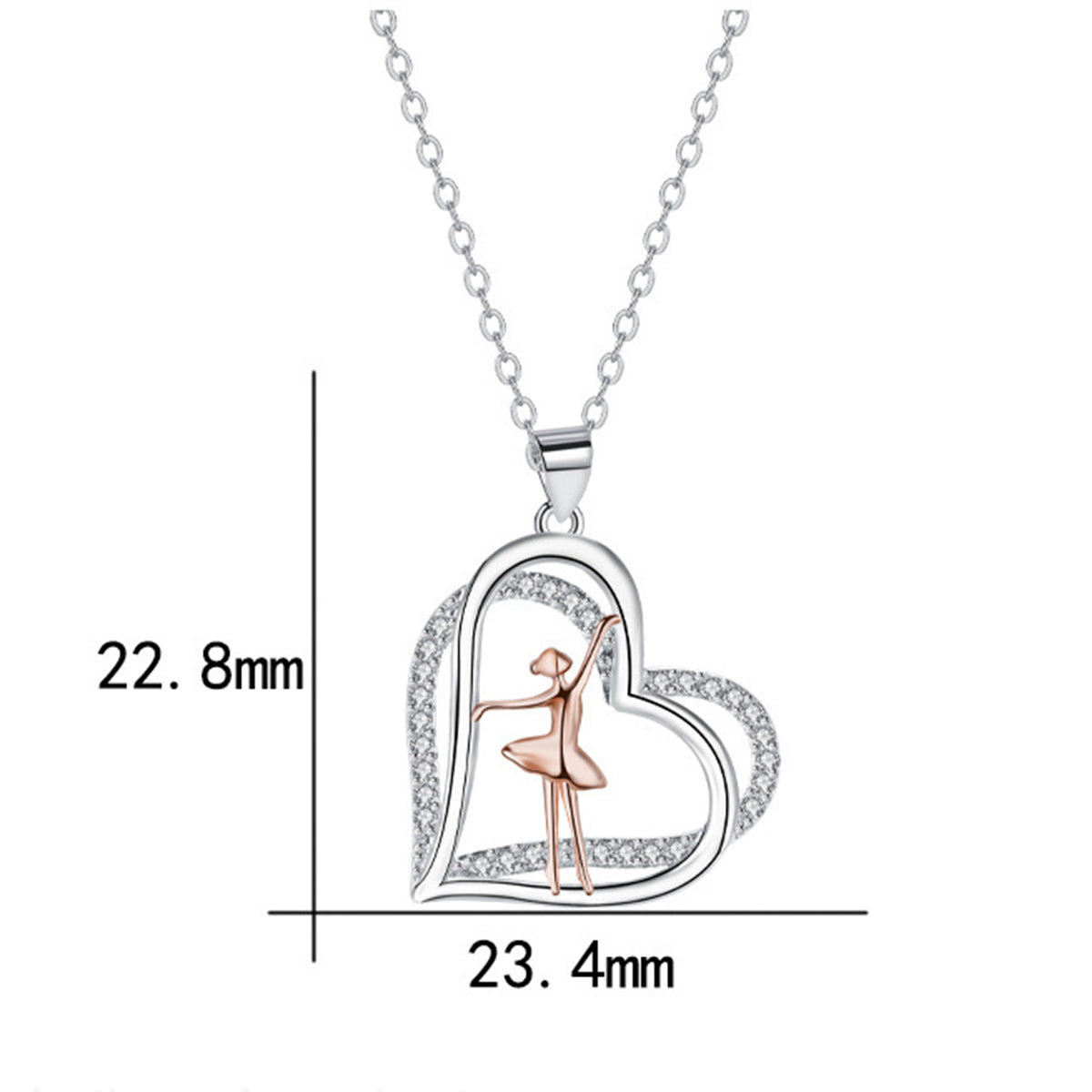 Copper With Silver/Rosegold Plated Heart Pendant Necklace