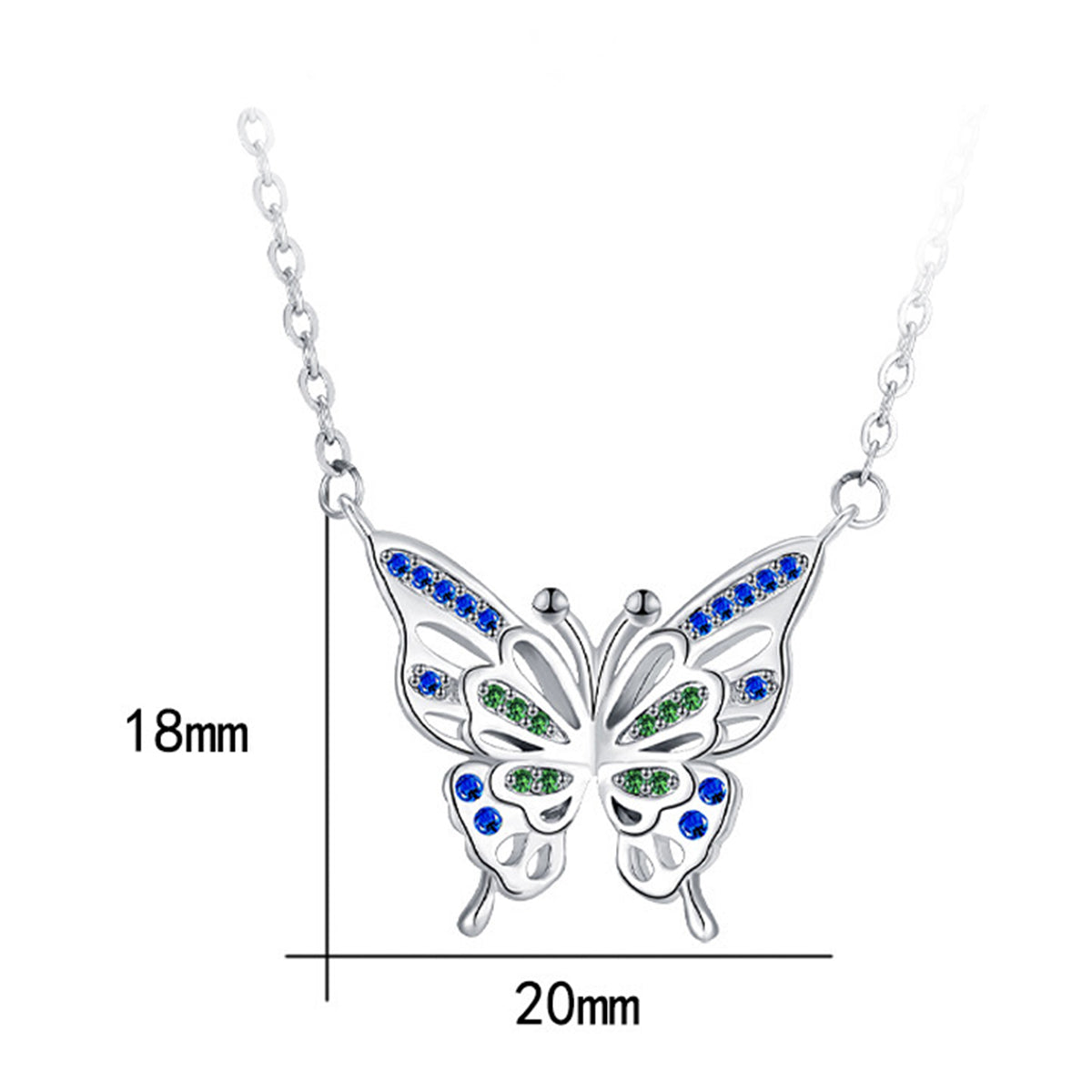 Copper With Silver Plated Butterfly Pendant Necklace