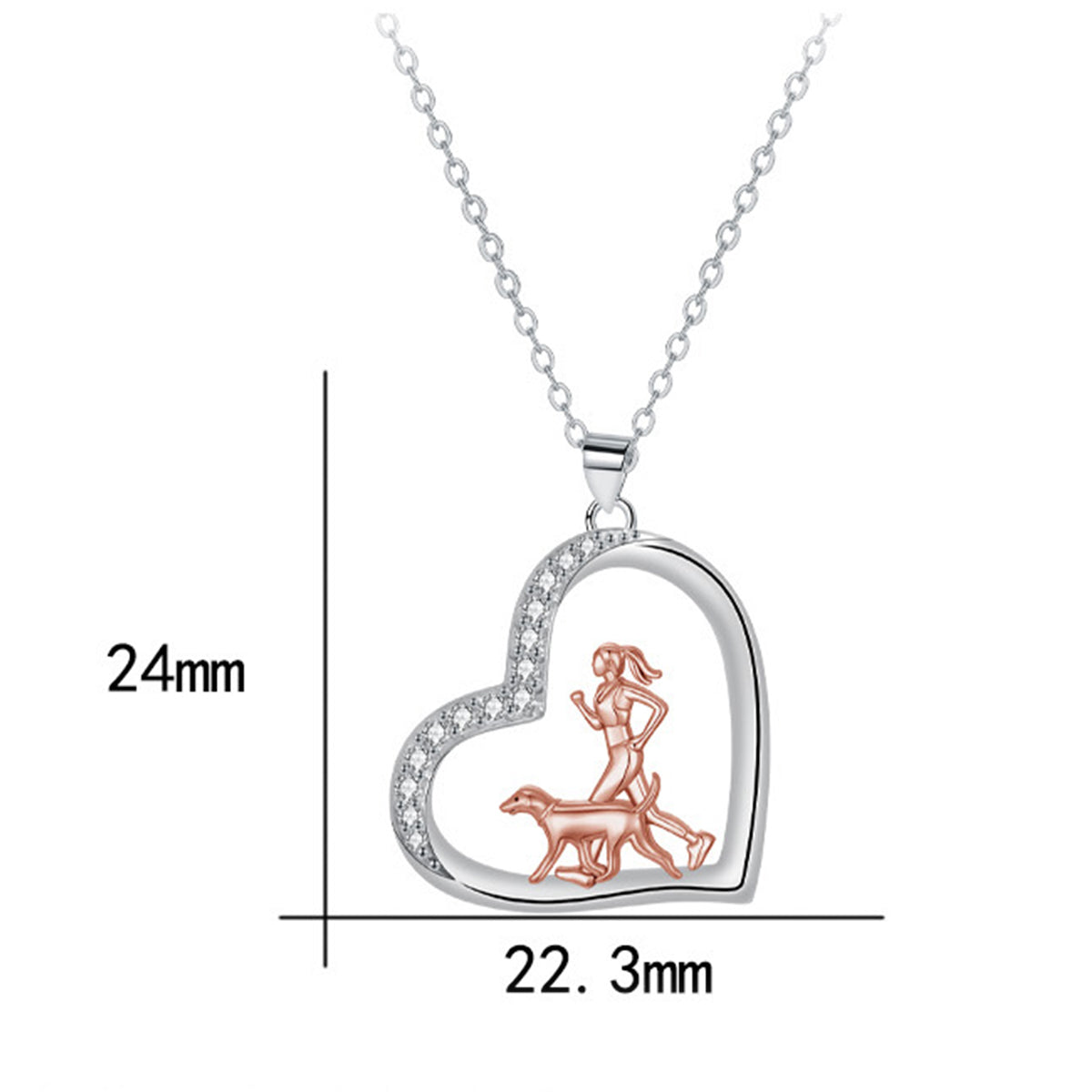 Copper With Silver/Rosegold Plated Heart Pendant Necklace
