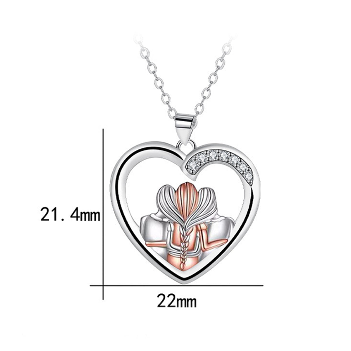 Copper With Silver/Rosegold Plated Heart Pendant Necklace