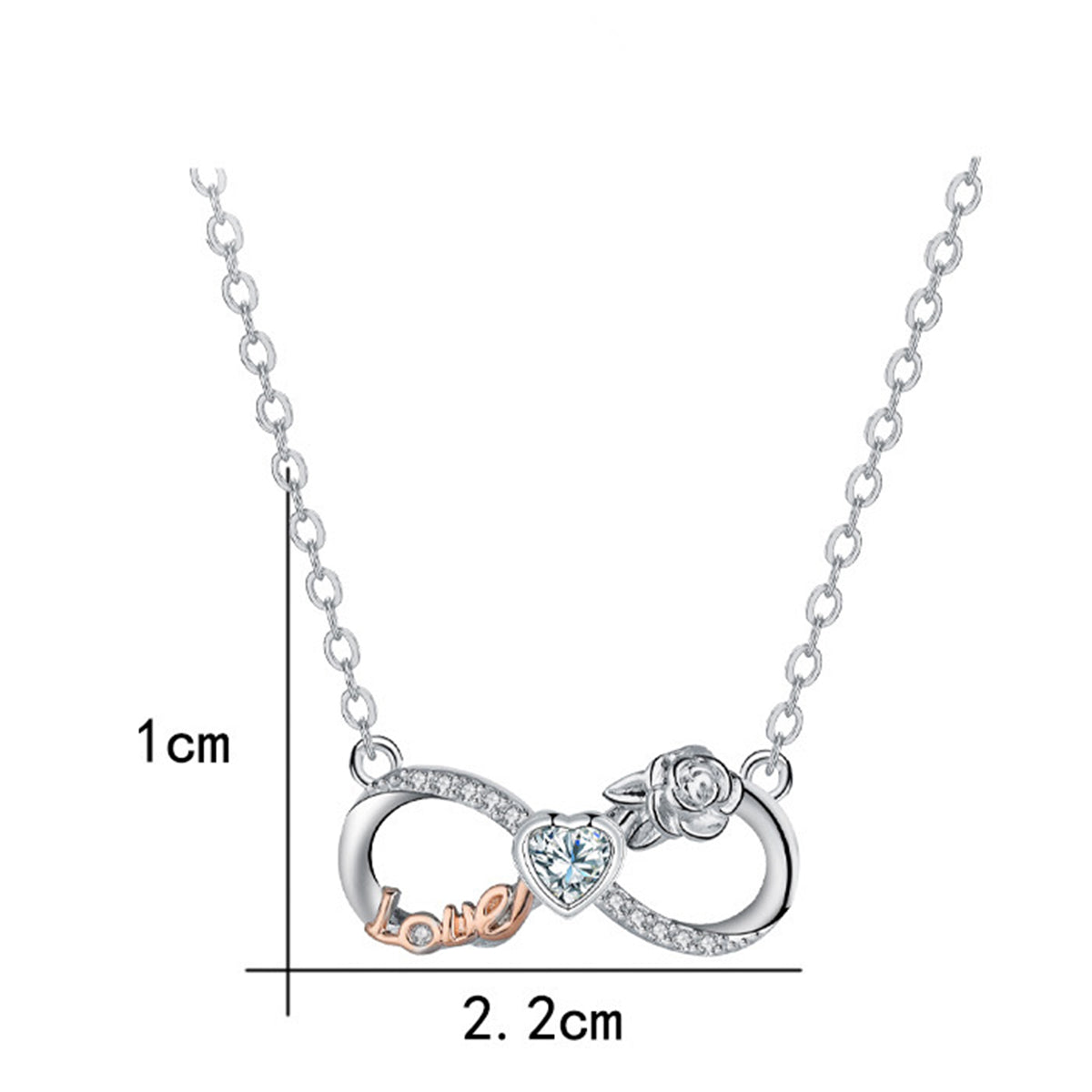 Copper With Silver/Rosegold Plated Infinity Love Pendant Necklace for Women