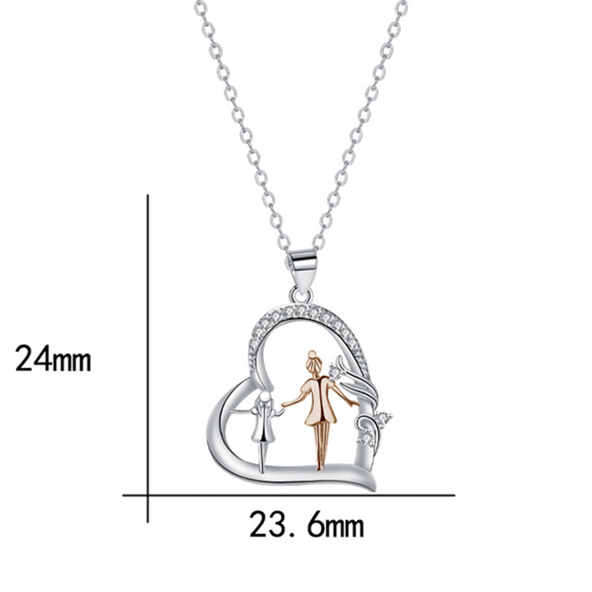 Copper With Silver/Rosegold Plated Heart Pendant Necklace