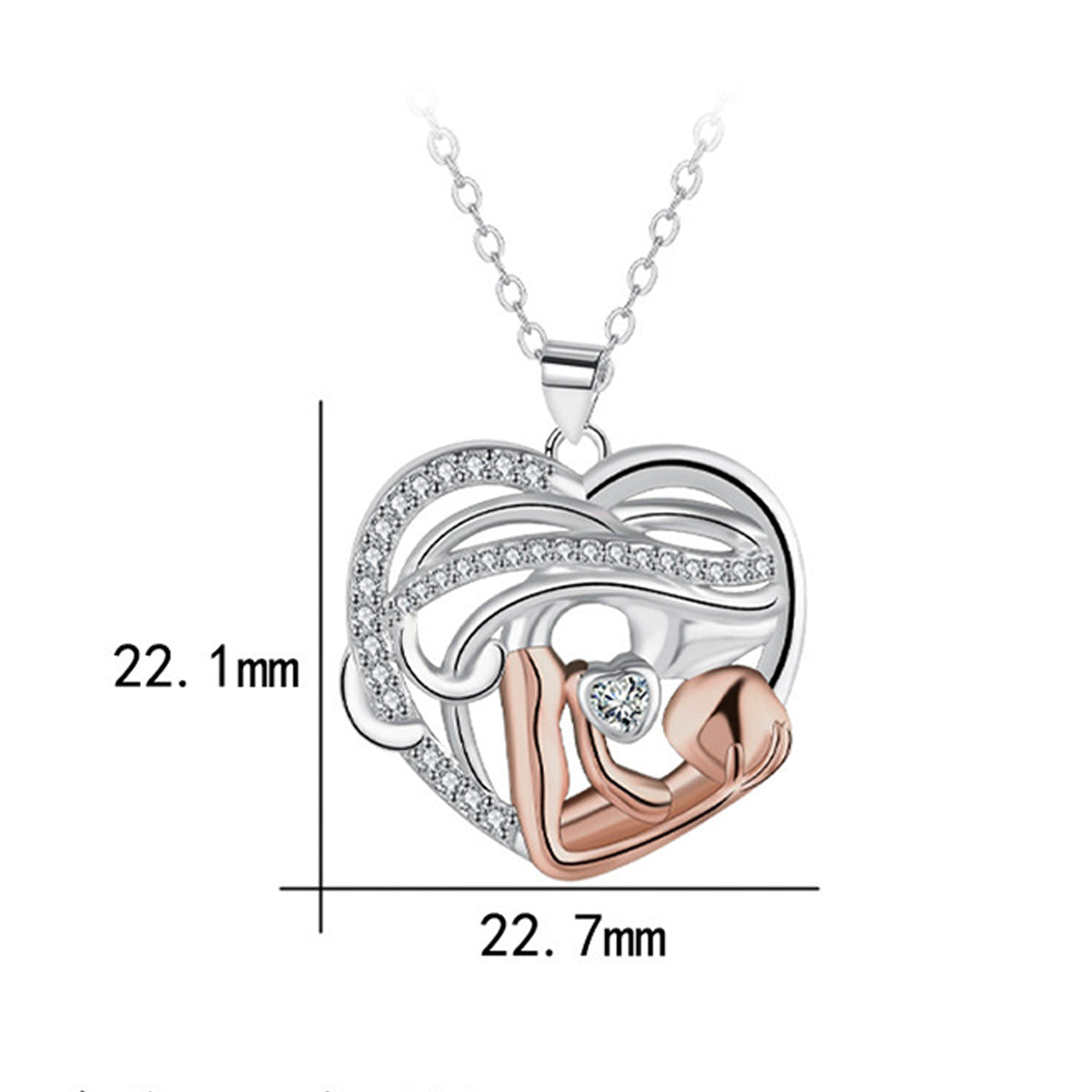Copper With Silver/Rosegold Plated Heart Pendant Necklace