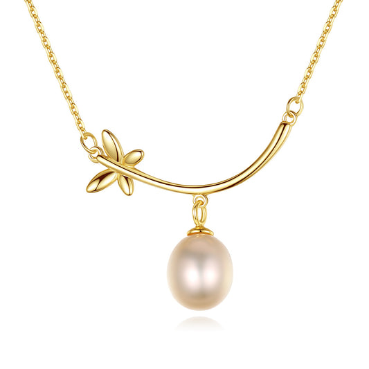 925 Sterling Silver Natural Pearl Drop Necklace Fashion Jewelry Gift for Women Girls