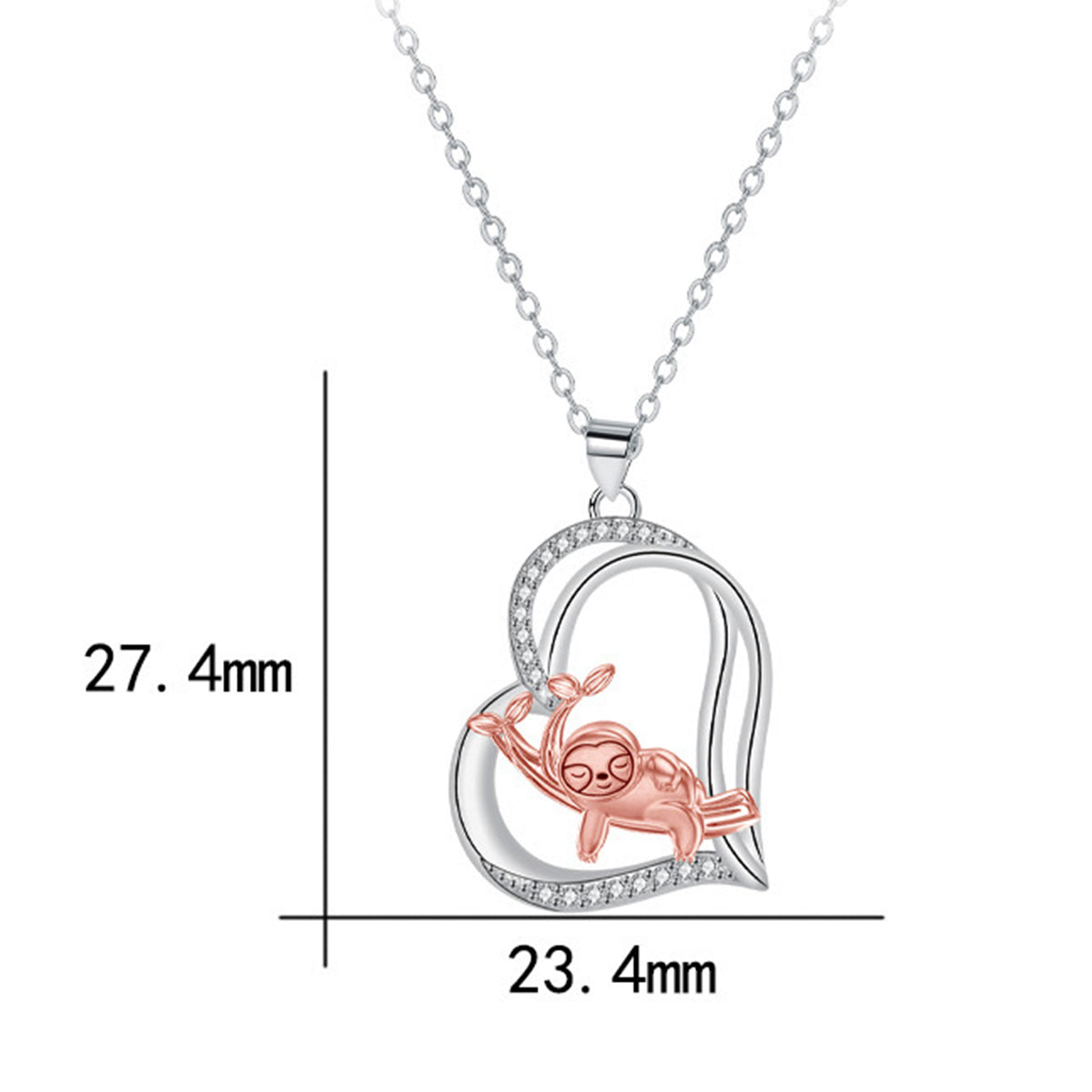 Copper With Silver/Rosegold Plated Heart Pendant Necklace