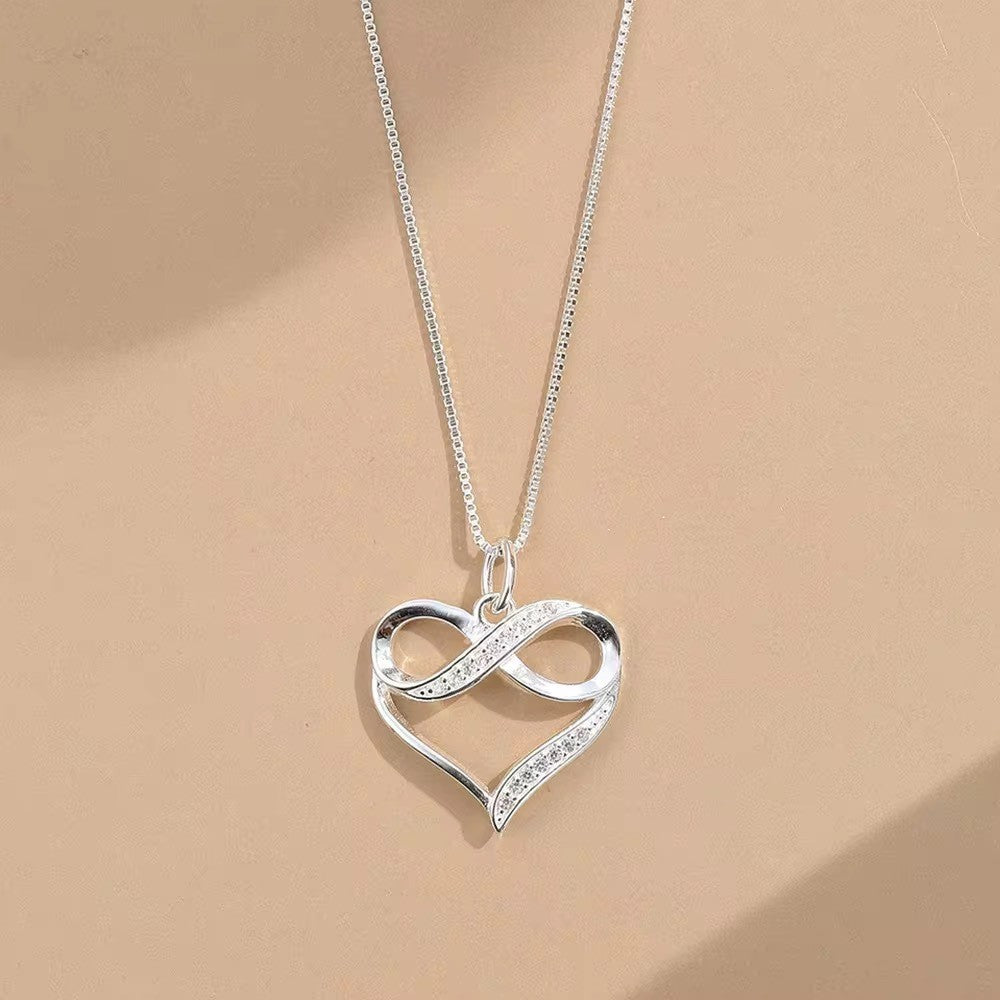 925 Sterling Silver Infinity Heart Necklace for Girls Women