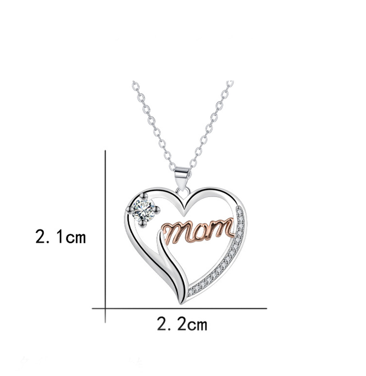 Copper With Silver/Rosegold Plated Heart Mom Pendant Necklace