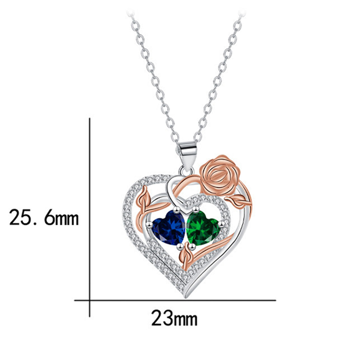 Copper With Silver/Rosegold Plated Heart Pendant Necklace