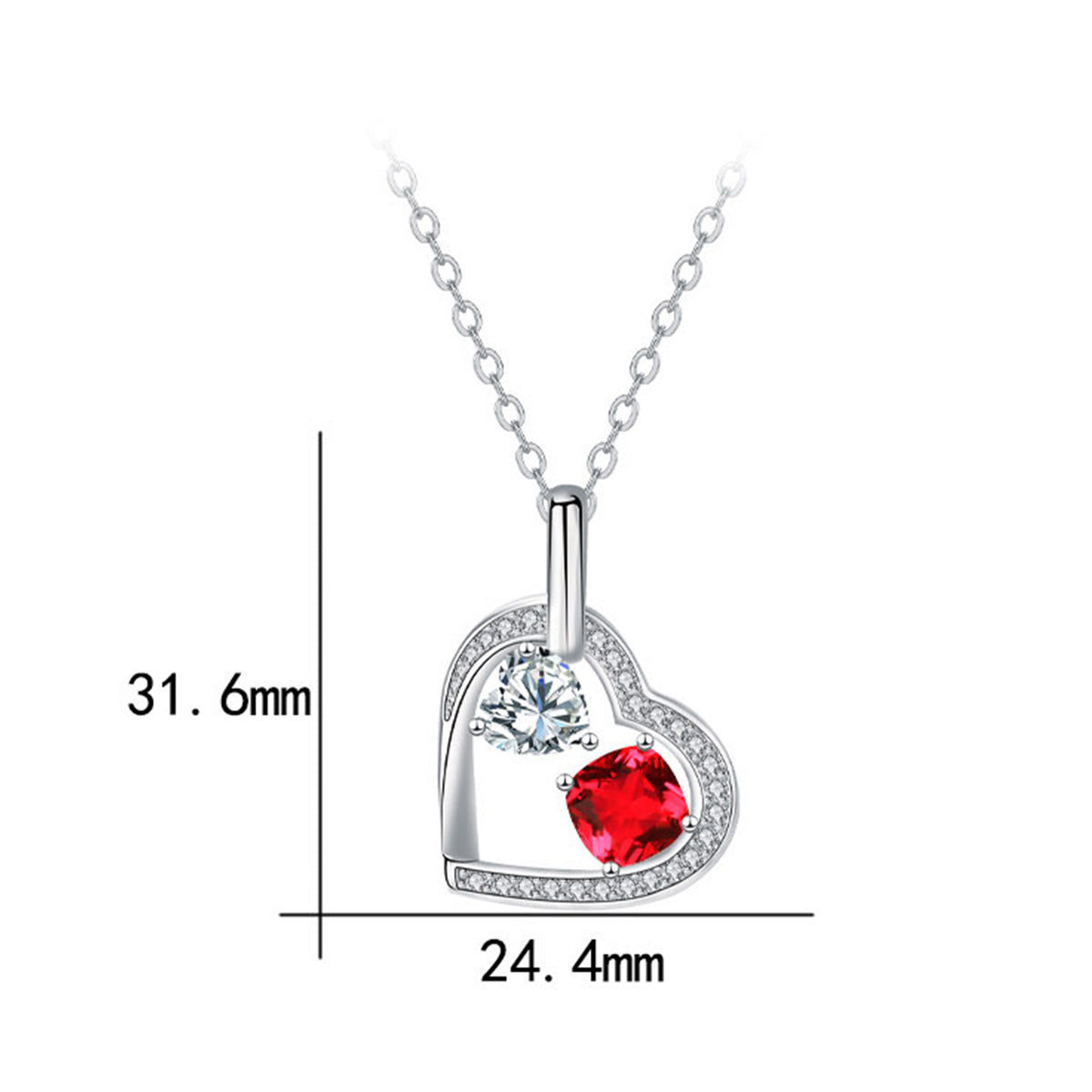 Copper With Silver Plated Heart Pendant Necklace