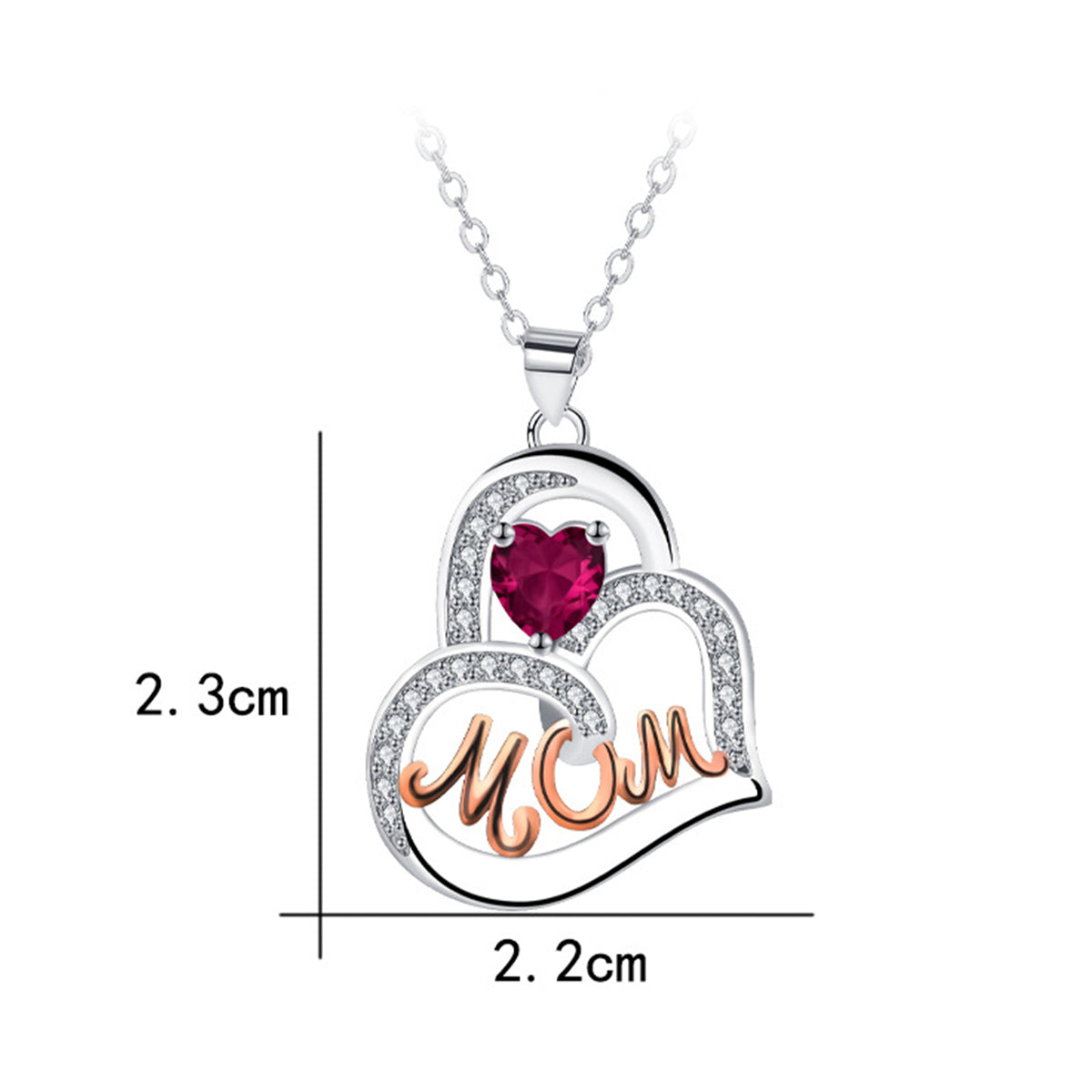 Copper With Silver/Rosegold Plated Mom Heart Pendant Necklace