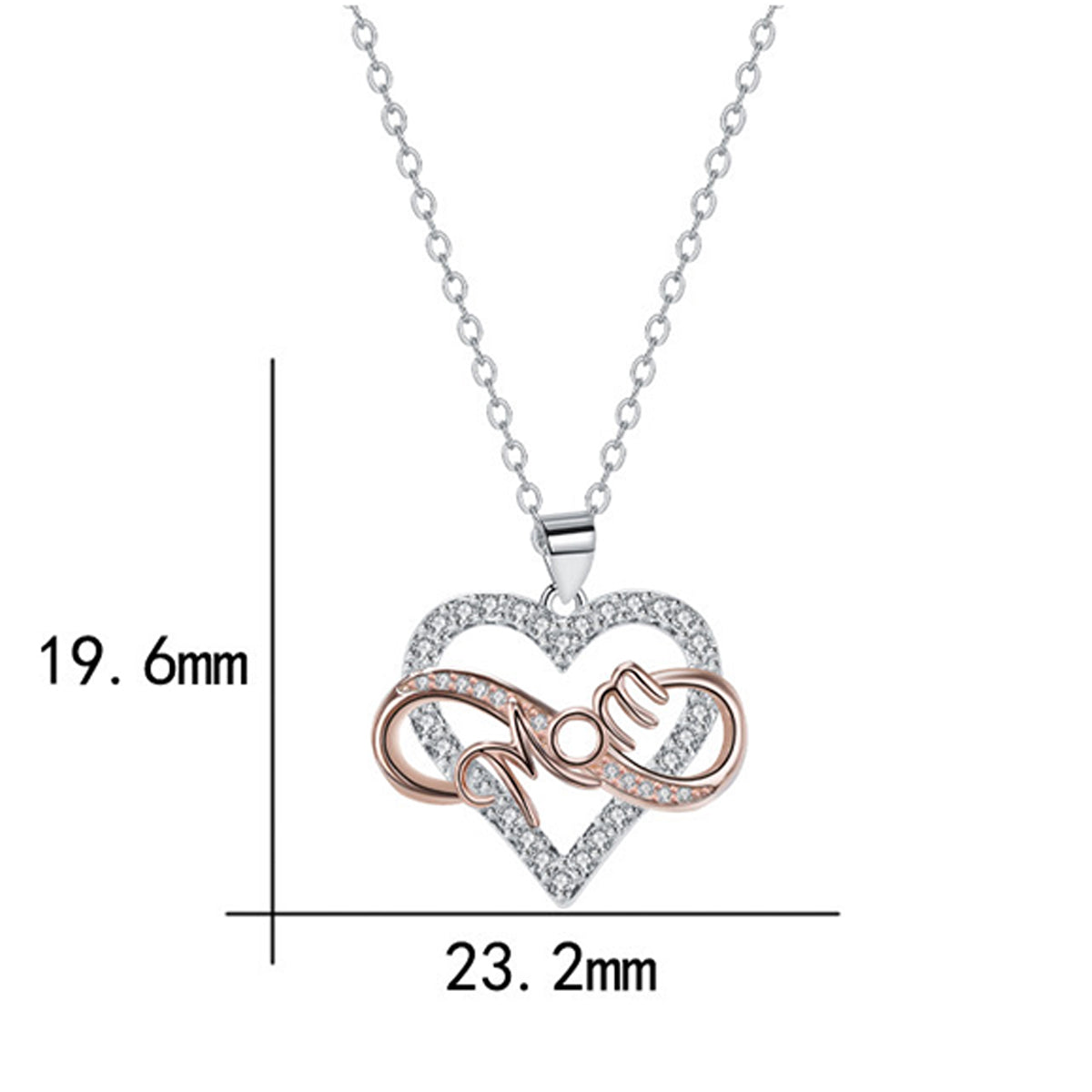 Copper With Silver/Rosegold Plated Heart Pendant Necklace