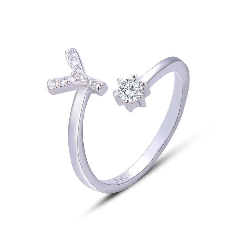 925 Sterling Silver Letter A-Z Fashion Ring