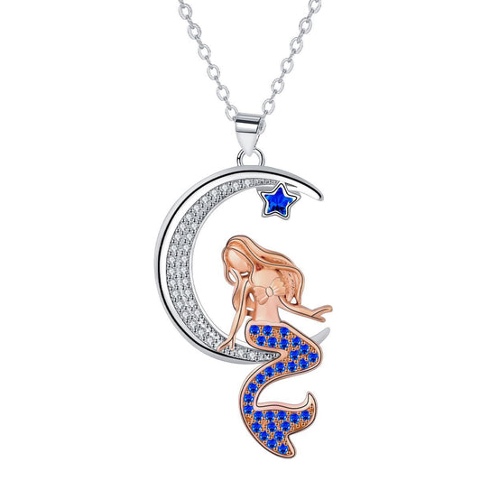 Copper With Silver/Rosgold Plated Mermaid Pendant Necklace