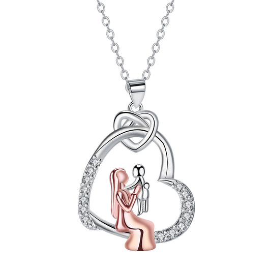 Copper With Silver/Rosegold Plated Heart Pendant Necklace